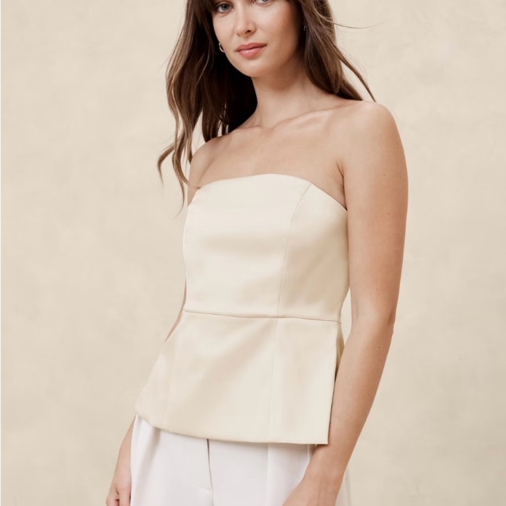 Banana Republic Factory Satin Corset Top in Cream Size 10 NWT